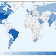 Google Globalfinder: Verteilung der Suchanfragen nach "Kaffee" in den G20 Ländern.